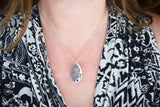 Fingerprint and Handwriting Necklace - Teardrop Shaped Pendant with birthstone