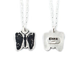 Baby Footprints Butterfly Necklace - Footprint Jewelry / Memorial Jewelry