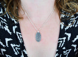 Actual Writing Signature and Fingerprint on a Silver Oval Shape Pendant