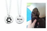 Small Silver Cat or Dog Paw Print Necklace - Paw Print Jewelry