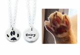 Small Silver Cat or Dog Paw Print Necklace - Paw Print Jewelry