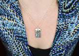 Actual HANDWRITING and Fingerprint Silver Pendant - Medium - Dog Tag Shaped