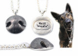 3D Silver Dog Nose Print Pendant on a keychain or necklace - YOUR Dog's Actual Nose Print