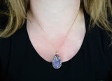Glittery Fingerprint Bronze Necklace - Memorial Jewelry, Teardrop shape with Colour and Design