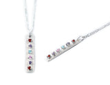 Silver Birthstone Family bark texture Necklace