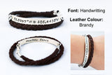 Coordinates Leather Wrap Bracelet - Leather and Silver Bracelet - Unisex Bracelet