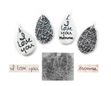 Small Tear Drop Fingerprint and Handwriting Necklace