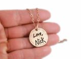Actual Writing Signature and Design on a Bronze Circle Shape Pendant