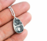 Silver Double Fingerprint Necklace - Teardrop Shape