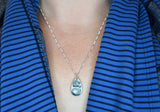 Silver Double Fingerprint Necklace - Teardrop Shape