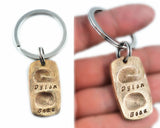Bronze Fingerprint Impression Keychain - 1 or 2 Prints