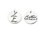 Your Loved One's Actual Handwriting on a Double Sided Silver Circle Shape Pendant