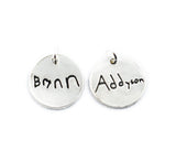 Your Loved One's Actual Handwriting on a Double Sided Silver Circle Shape Pendant