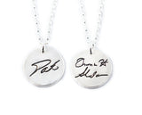 Your Loved One's Actual Handwriting on a Double Sided Silver Circle Shape Pendant