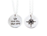 Your Loved One's Actual Handwriting on a Double Sided Silver Circle Shape Pendant
