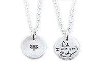 Your Loved One's Actual Handwriting on a Double Sided Silver Circle Shape Pendant