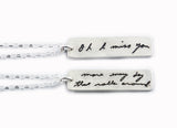 Your Loved One's Actual Handwriting on a Double Sided Silver Rectangle Shape Pendant