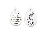 Your Loved One's Actual Handwriting on a Double Sided Silver Tear Drop Shape Pendant
