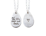 Your Loved One's Actual Handwriting on a Double Sided Silver Tear Drop Shape Pendant