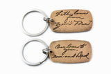 Actual HANDWRITING Jewelry Signature Keychain - Rustic Double Sided Bronze Keychain