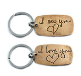 Actual HANDWRITING Jewelry Signature Keychain - Rustic Double Sided Bronze Keychain