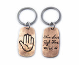 Actual HANDWRITING Jewelry Signature Keychain - Rustic Double Sided Bronze Keychain