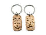 Actual HANDWRITING Jewelry Signature Keychain - Rustic Double Sided Bronze Keychain