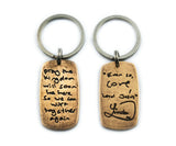 Actual HANDWRITING Jewelry Signature Keychain - Rustic Double Sided Bronze Keychain