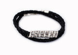 Double Stranded Genuine Leather and Sterling Men's and Women's Secret Message Bracelet