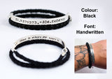Coordinates Leather Wrap Bracelet - Leather and Silver Bracelet - Unisex Bracelet