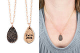 Bronze Teardrop Fingerprint Pendant Necklace