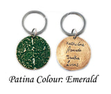 Actual HANDWRITING Keychain - Rustic Design With Colour & Handwriting Bronze Circle Keychain