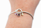 Family Birthstone Bracelet - Sterling Silver Tension Bracelet