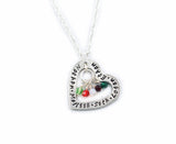 Heart With Family Names and hanging Swarovski Element Birthstone Beads Custom Necklace