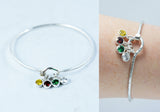 Family Birthstone Bracelet - Sterling Silver Tension Bracelet