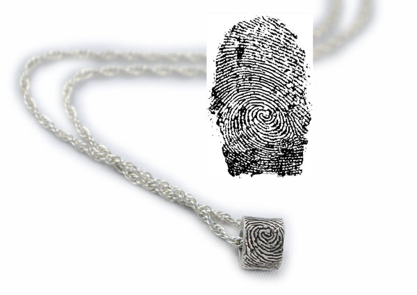 Fingerprint Necklace, Fingerprint Bead using an ink print - Memorial fingerprint jewelry