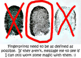 Actual Writing Signature and Fingerprint on a Silver Symmetrical Heart Shape Pendant