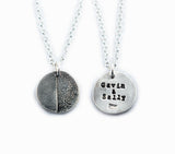 Pet Print and Owner's Fingerprint Silver Pendant Necklace