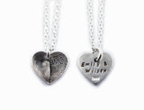 Pet Print and Owner's Fingerprint Silver Pendant Necklace