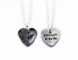 Pet Print and Owner's Fingerprint Silver Pendant Necklace