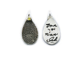 Fingerprint and Handwriting Necklace - Teardrop Shaped Pendant with birthstone