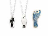 Footprint or Handprint Cutout Necklace with Initial on the Back