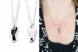 Footprint or Handprint Cutout Necklace with Initial on the Back