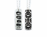 Hidden Fingerprint Pendant with name and design of choice on the front - Rectangle