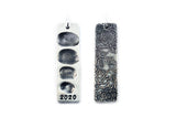 Hidden Fingerprint Pendant with name and design of choice on the front - Rectangle