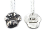 3D Silver Paw Print Necklace - YOUR Cat or small Dog's Actual Paw Print