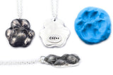 3D Silver Paw Print Necklace - YOUR Cat or small Dog's Actual Paw Print