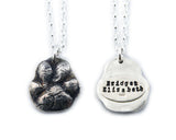 3D Silver Paw Print Necklace - YOUR Cat or small Dog's Actual Paw Print