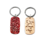 Actual HANDWRITING Keychain - Rustic Design With Colour & Handwriting Bronze Dog Tag Keychain