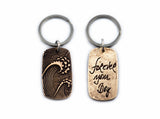 Actual HANDWRITING Keychain - Rustic Design & Handwriting Bronze Dog Tag Keychain